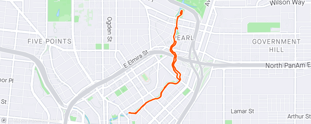 Map of the activity, Great day for a jog in San Antonio