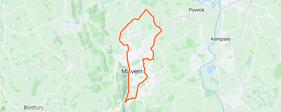 Mapa da atividade, Malvern Joggers Charity Half Marathon