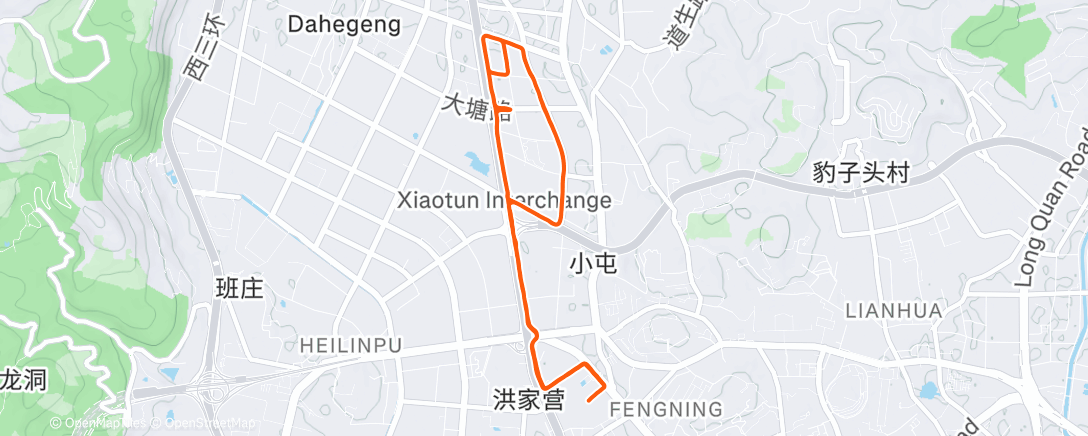 Map of the activity, 晨间跑步