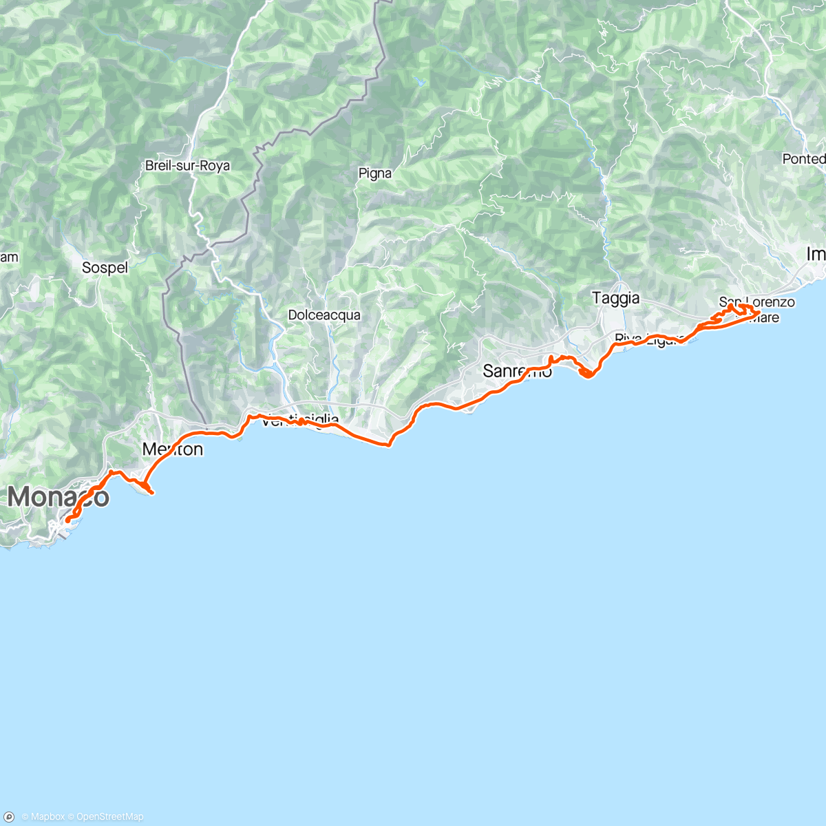 Carte de l'activité 🇮🇹 Cycling Sanremo - 🇲🇨 Monaco