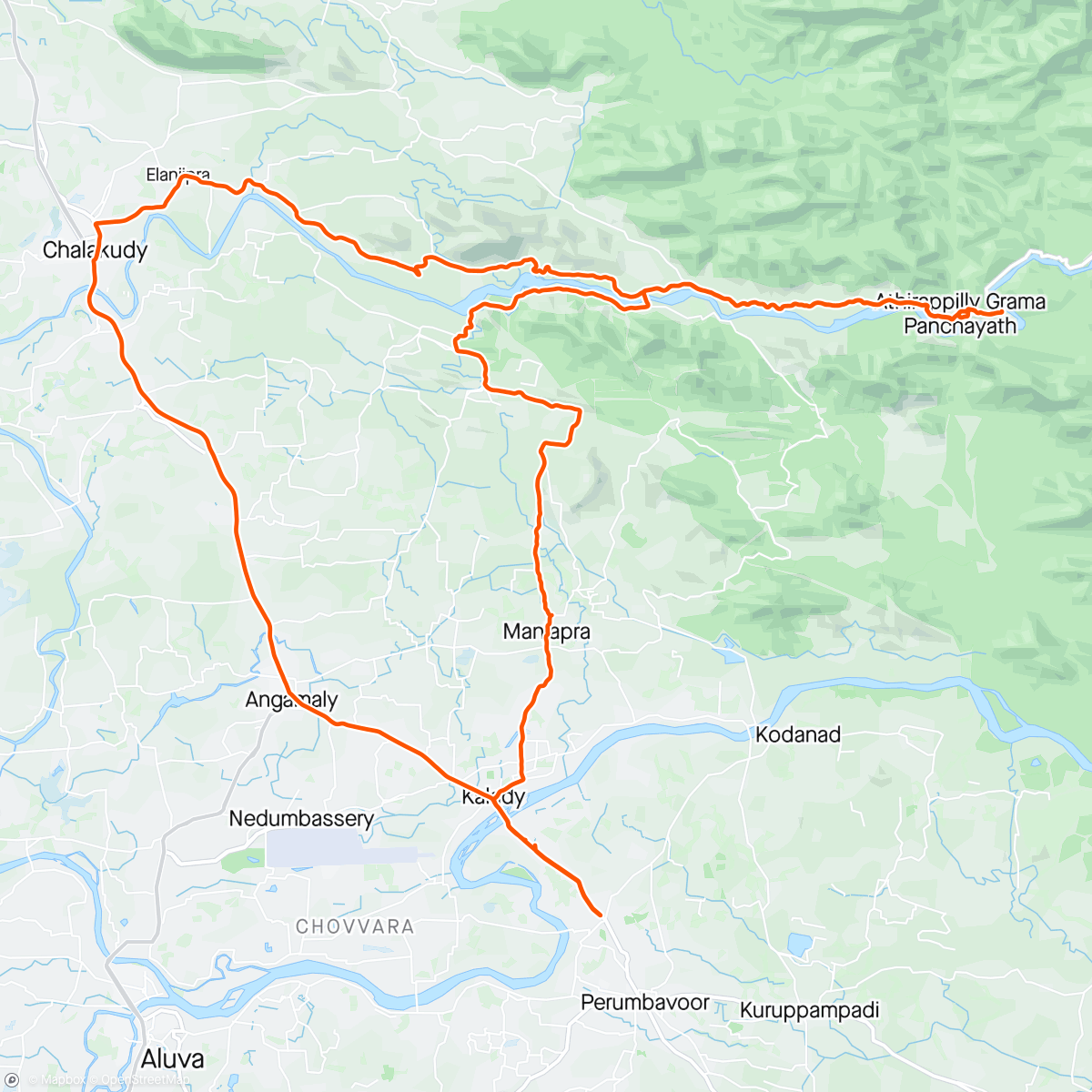 Mapa da atividade, Ride to Athirapilly Forest Resort