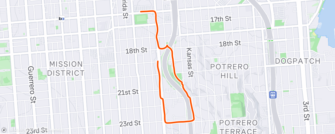 Map of the activity, Afternoon Run