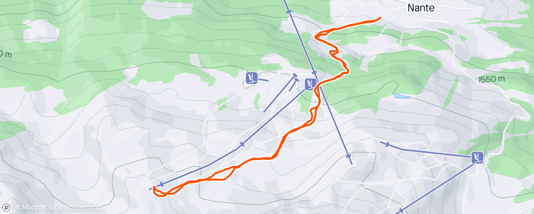 Map of the activity, Sessione di sci fuoripista mattutina