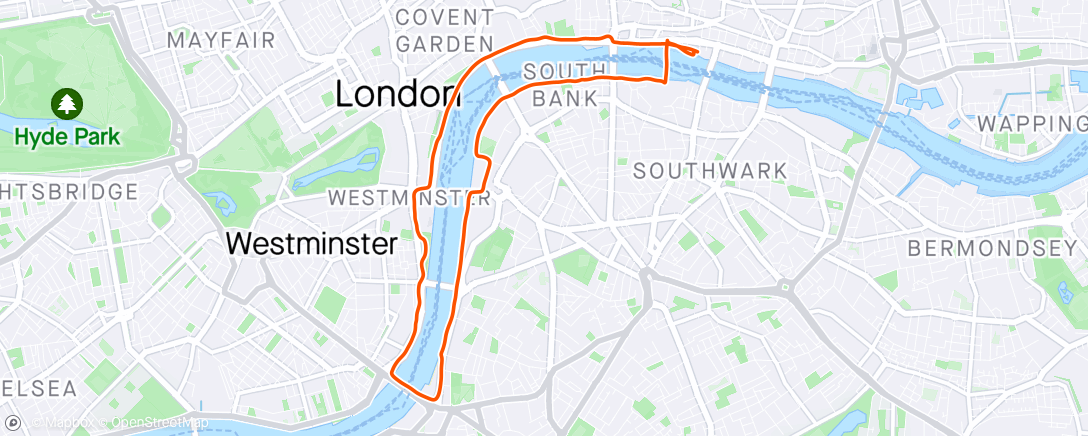 Map of the activity, London Thames Run