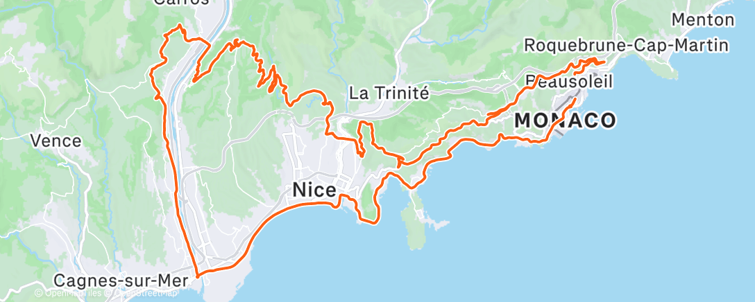 Map of the activity, Cycling