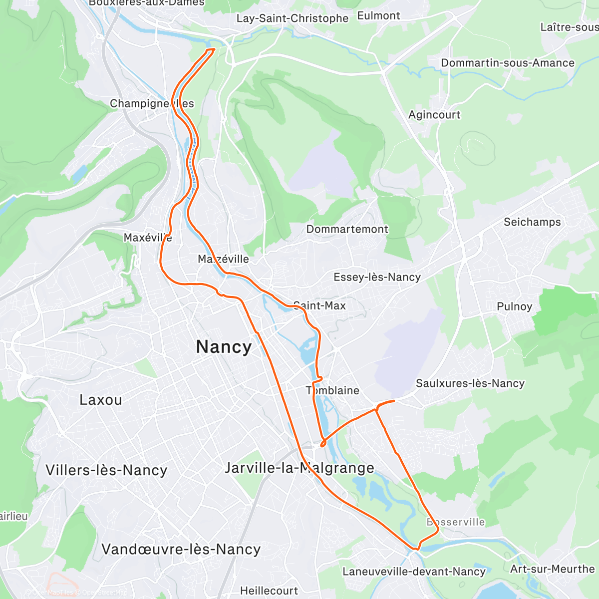 Map of the activity, 20km progressif