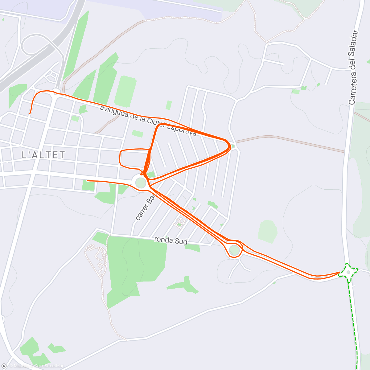 Map of the activity, 4km cc + 4x1000 +2km cc