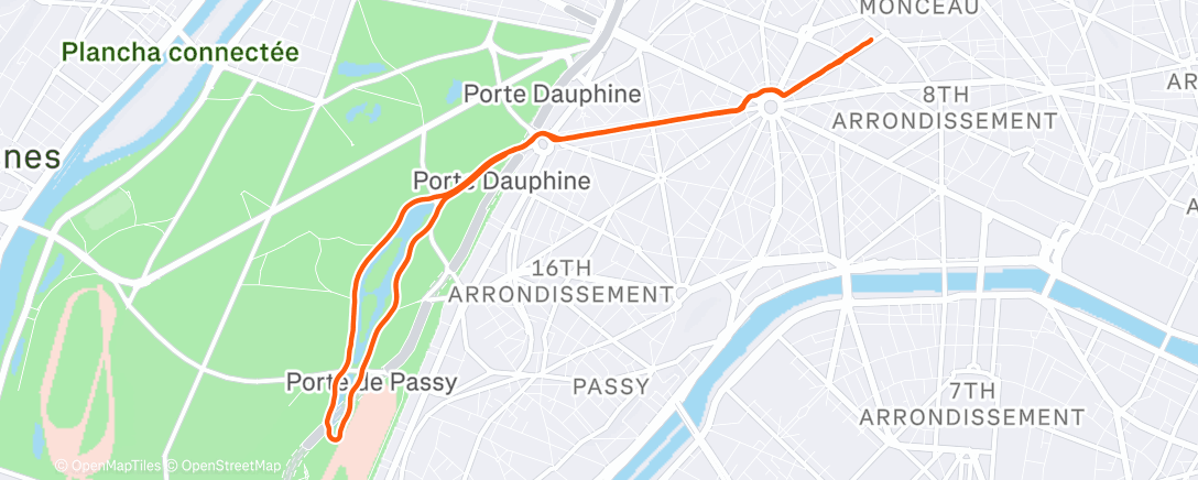 Map of the activity, Course à pied dans l'après-midi