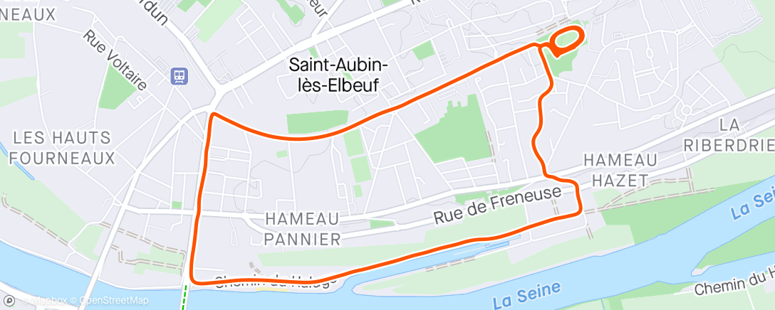 Mapa de la actividad, Course à pied en soirée