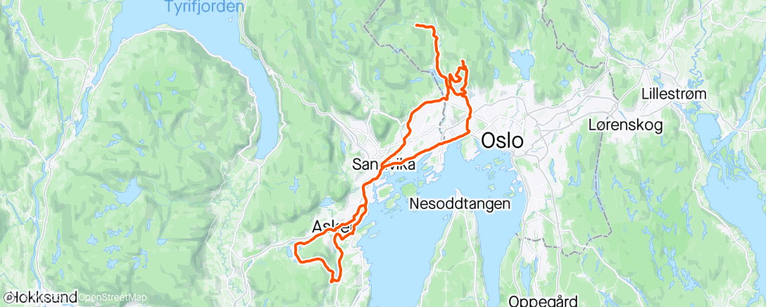 Map of the activity, Den årlige vårlige til Tryvannshøgda og Voksenkollen med Sørkedalen i mellom og oppvarming om Heggedal.