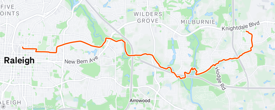 Map of the activity, Ride home