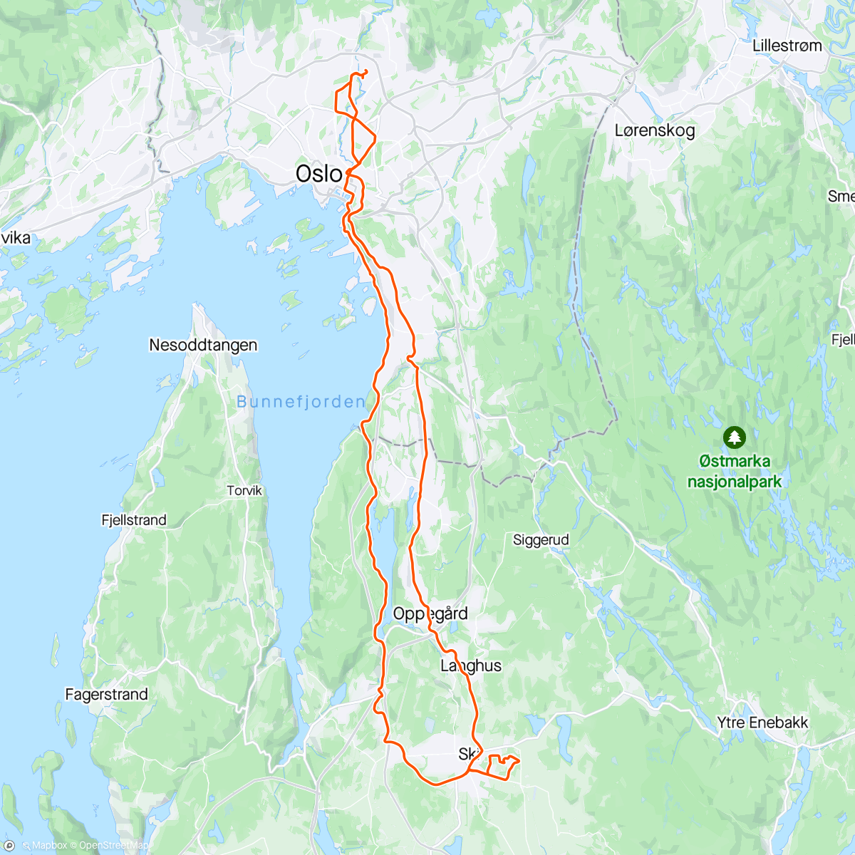Map of the activity, t/r Ski med Lars🤙