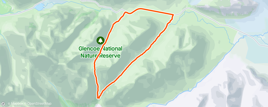 Map of the activity, Glencoe hike on a sunny day