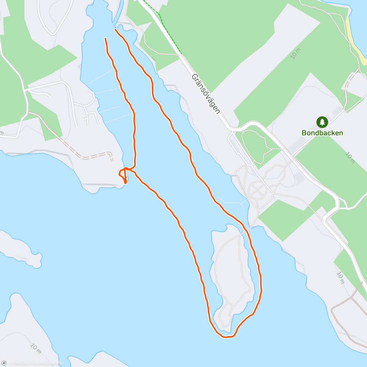 Map of the activity, SUP runt Ekholmen