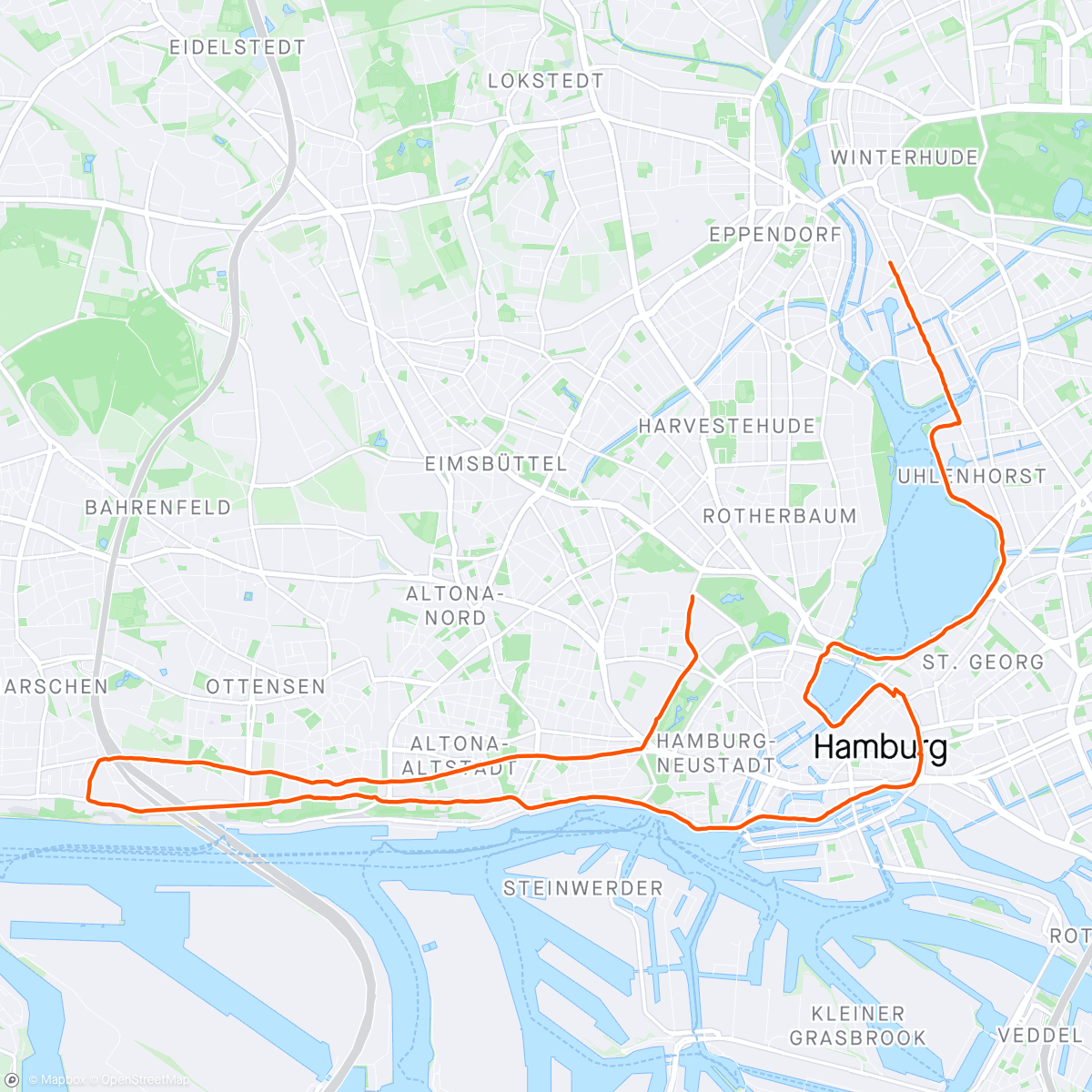 Mapa da atividade, 1 1/2 Etappen in der Marathon-Staffel