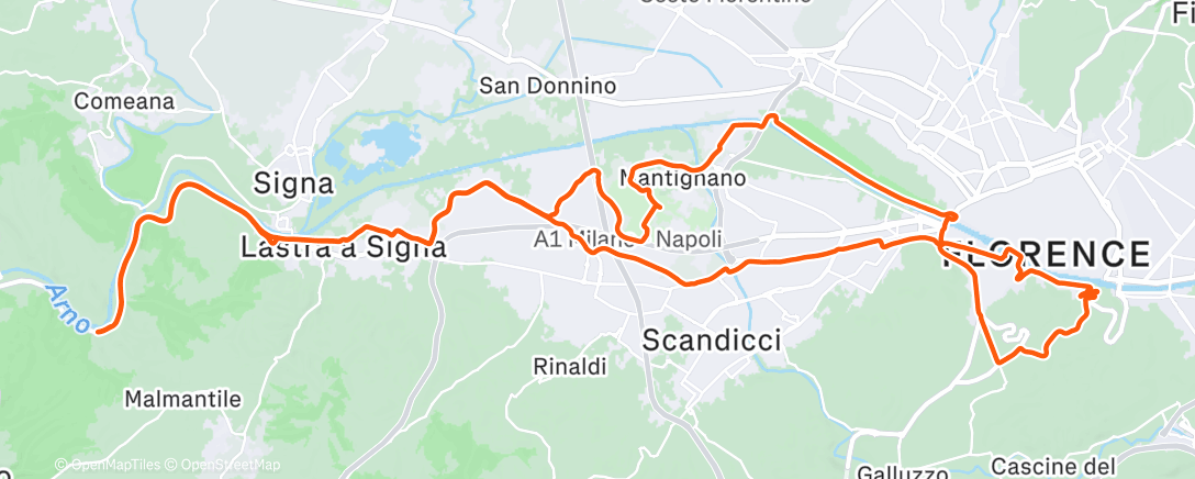 Map of the activity, Pedalata dell'ora di pranzo