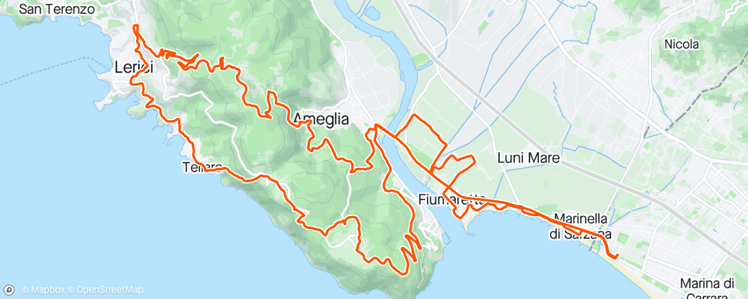 Mapa da atividade, MTB Montemarcello - Ameglia