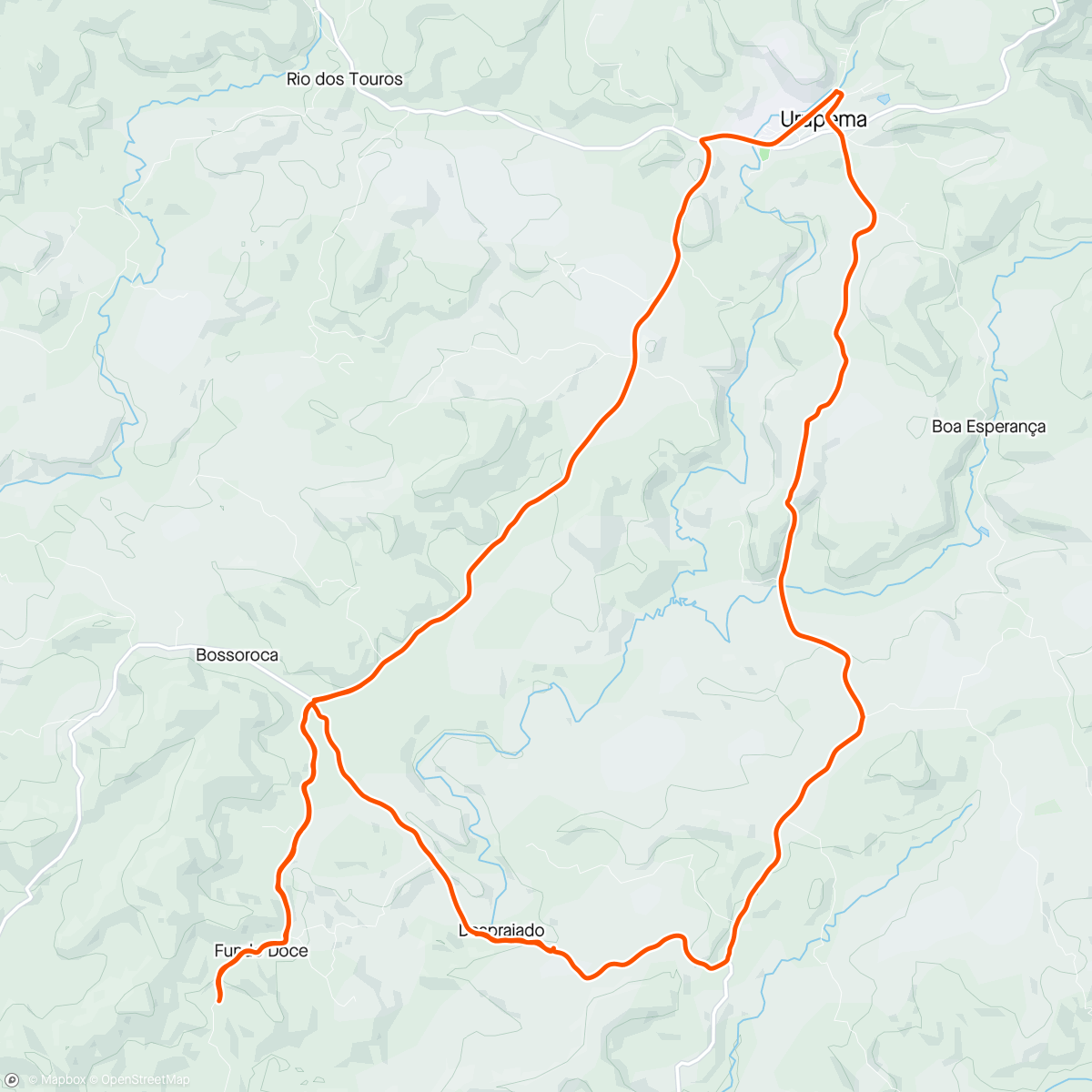 Mapa de la actividad (Pedal Despraiado, Cedro, Urupema, Bossoroca)