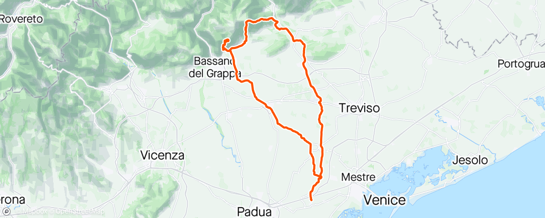 Map of the activity, Capretta e campocroce via col Serrai