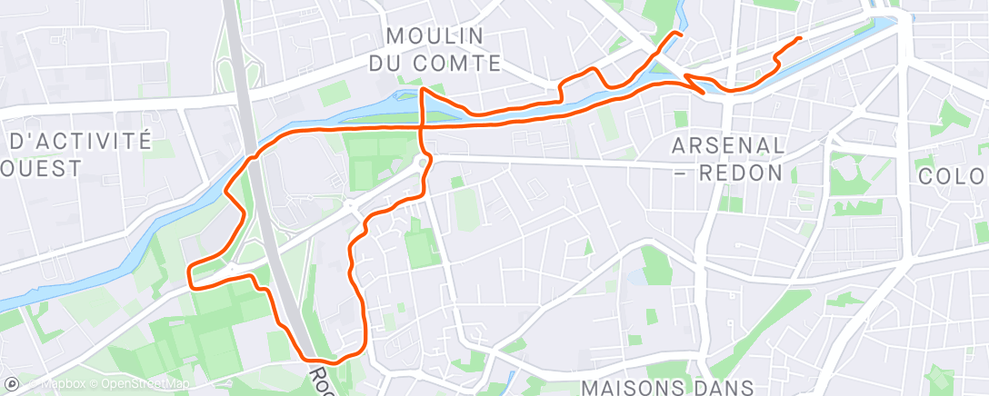 Map of the activity, Course à pied dans l'après-midi