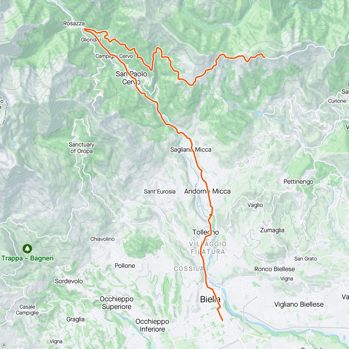 Карта физической активности (ROUVY - RV241 Bielmonte Downhill)