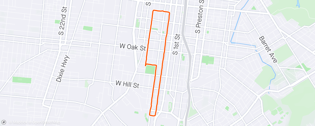 Map of the activity, Old Louisville Brewery Run Club