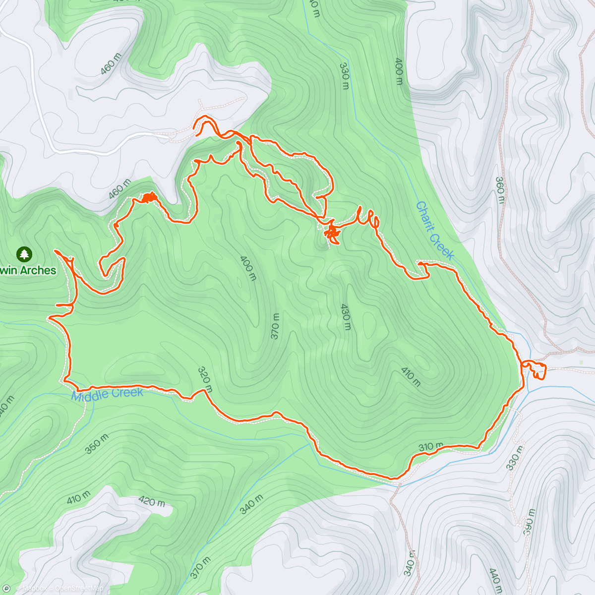 Map of the activity, Twin Arches Loop