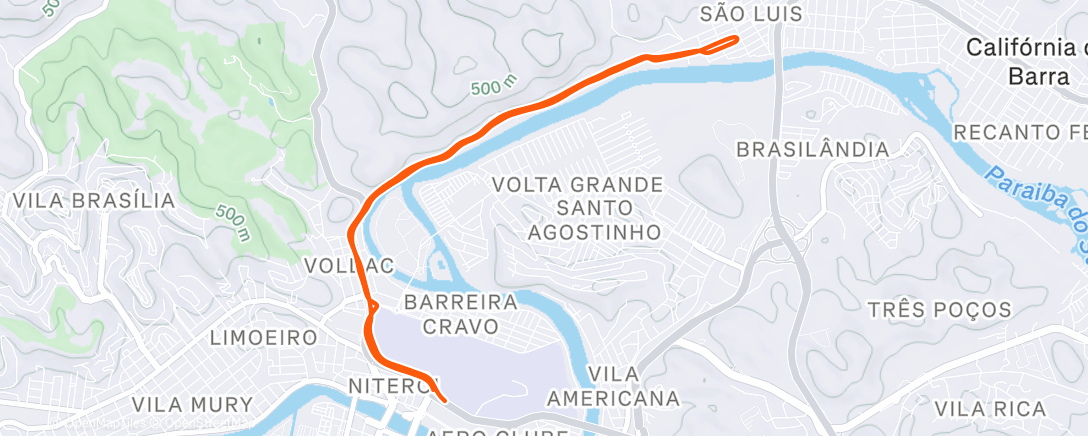 Map of the activity, Corrida matinal