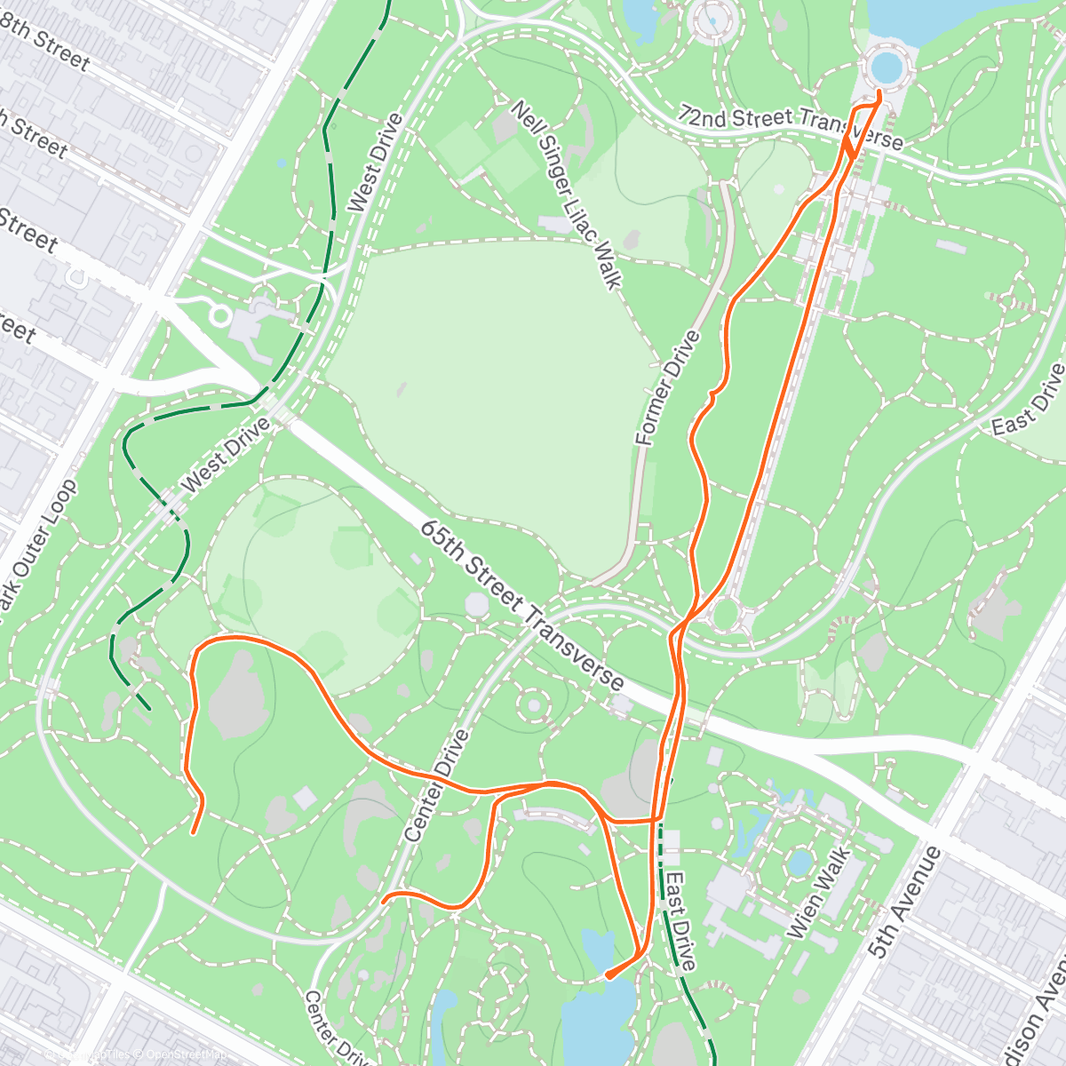 Map of the activity, Central Park run with the Bakers
