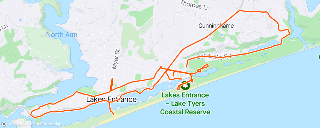 Map of the activity, Lakes Entrance Foreshore Ride