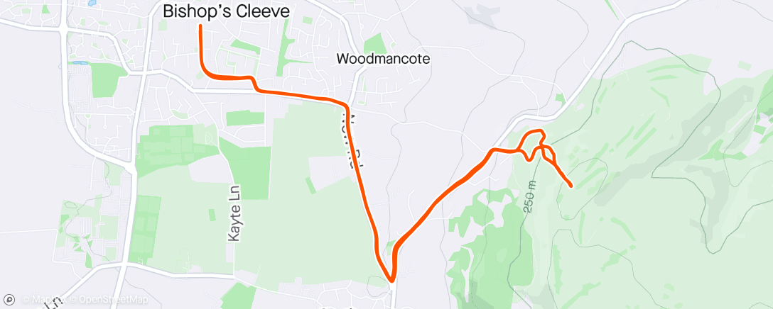 Map of the activity, Cleeve Hill