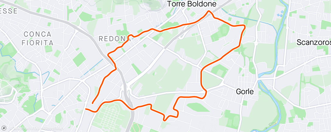 Map of the activity, 8 Km Bergamo-Torre Boldone-Gorle-Bergamo