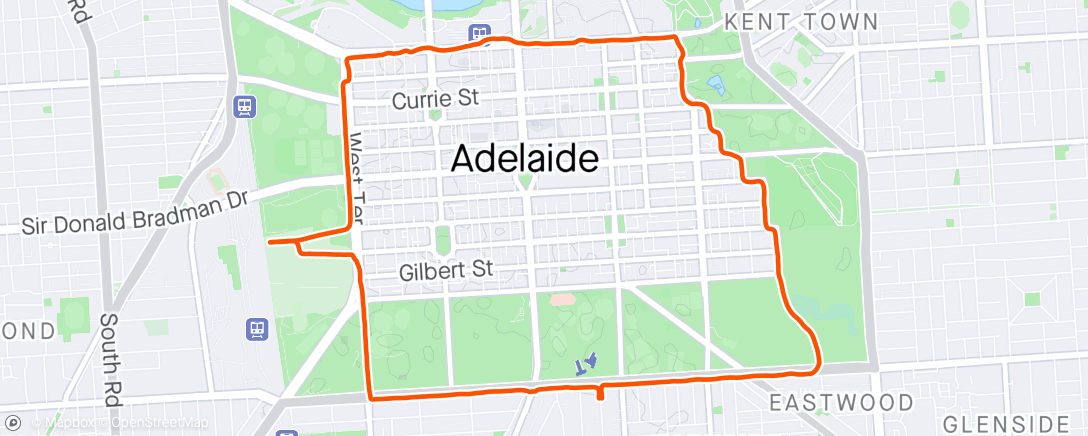 Map of the activity, Loop the city with a quick night view of West Tce cemetary