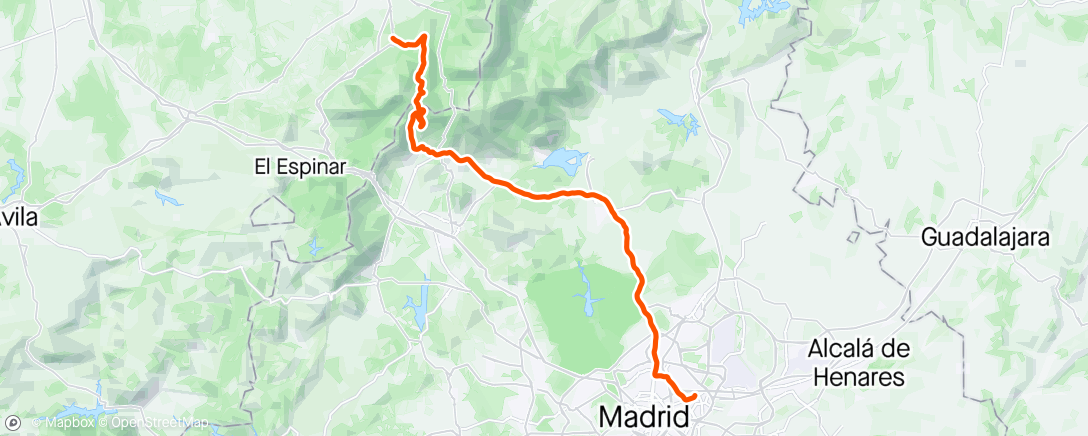 Map of the activity, Fuenfría -> Madrid