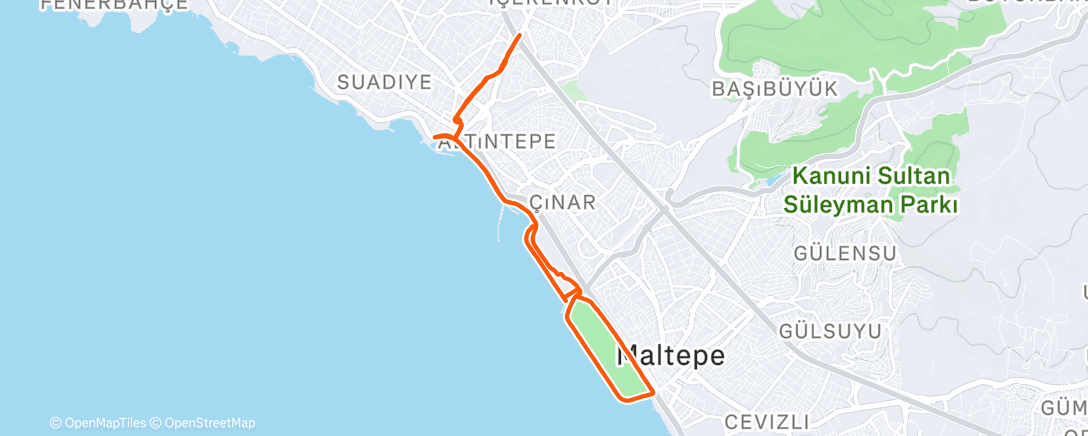 Map of the activity, Fartlek 10K 3.45/4.10