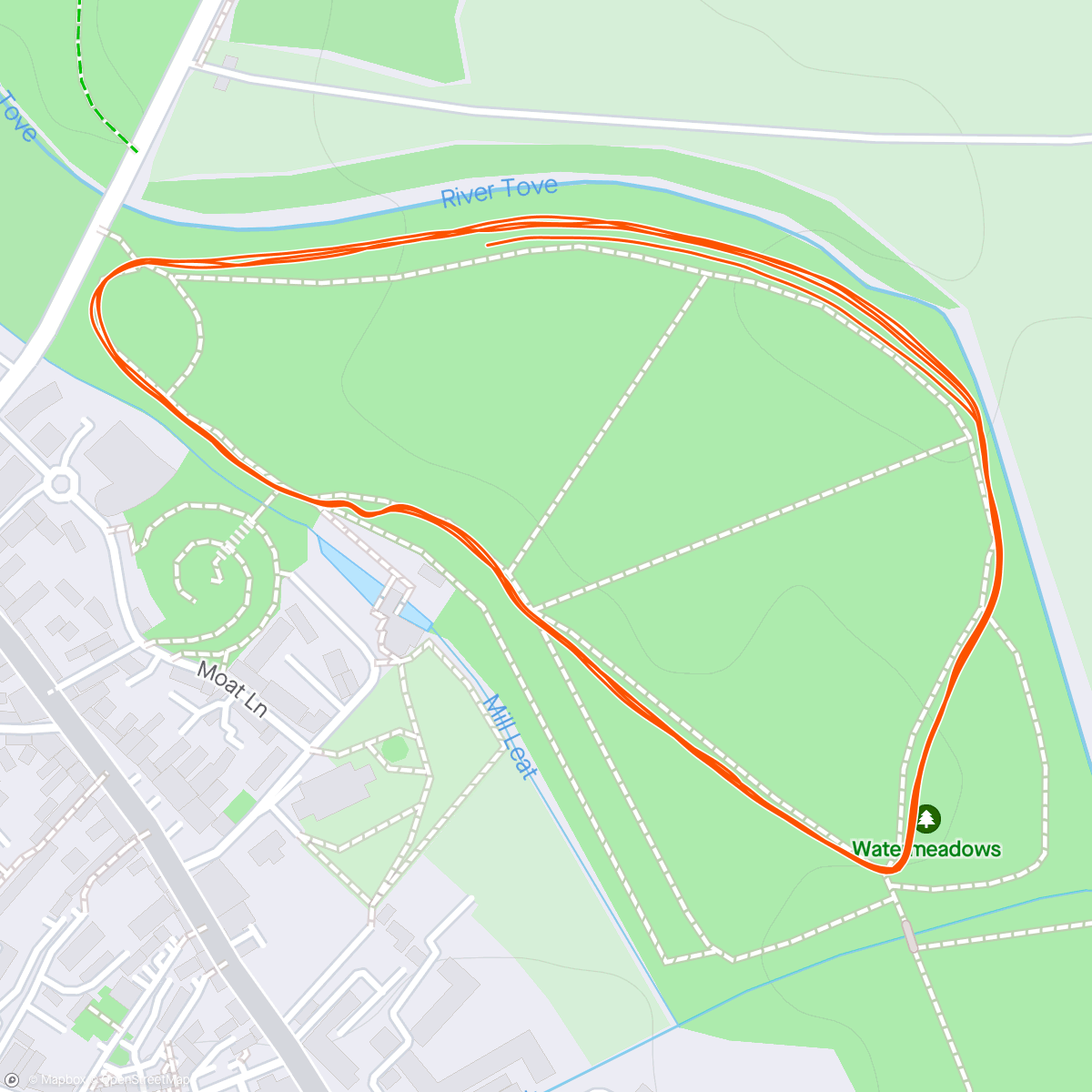 Map of the activity, Watermeadows. More about the breakfast than the parkrun