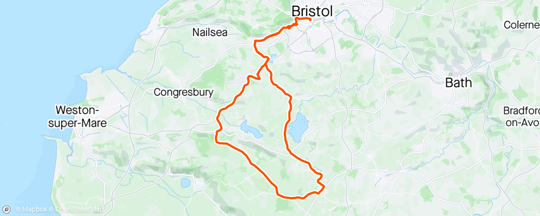 Map of the activity, First Mendips ride in 3 months, grandissimo emotions