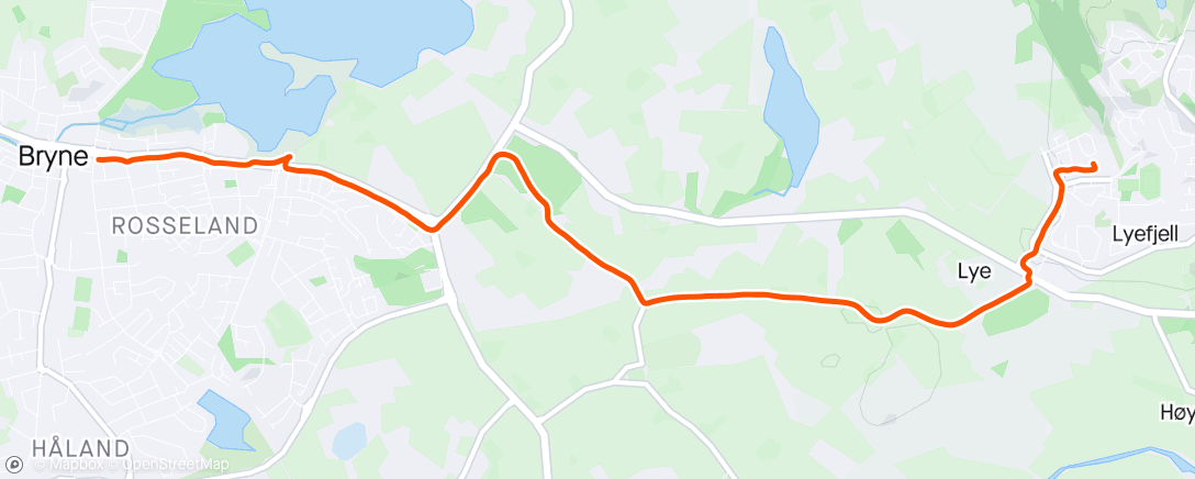 Map of the activity, Afternoon Walk,Lyefjell-Bryne 😎