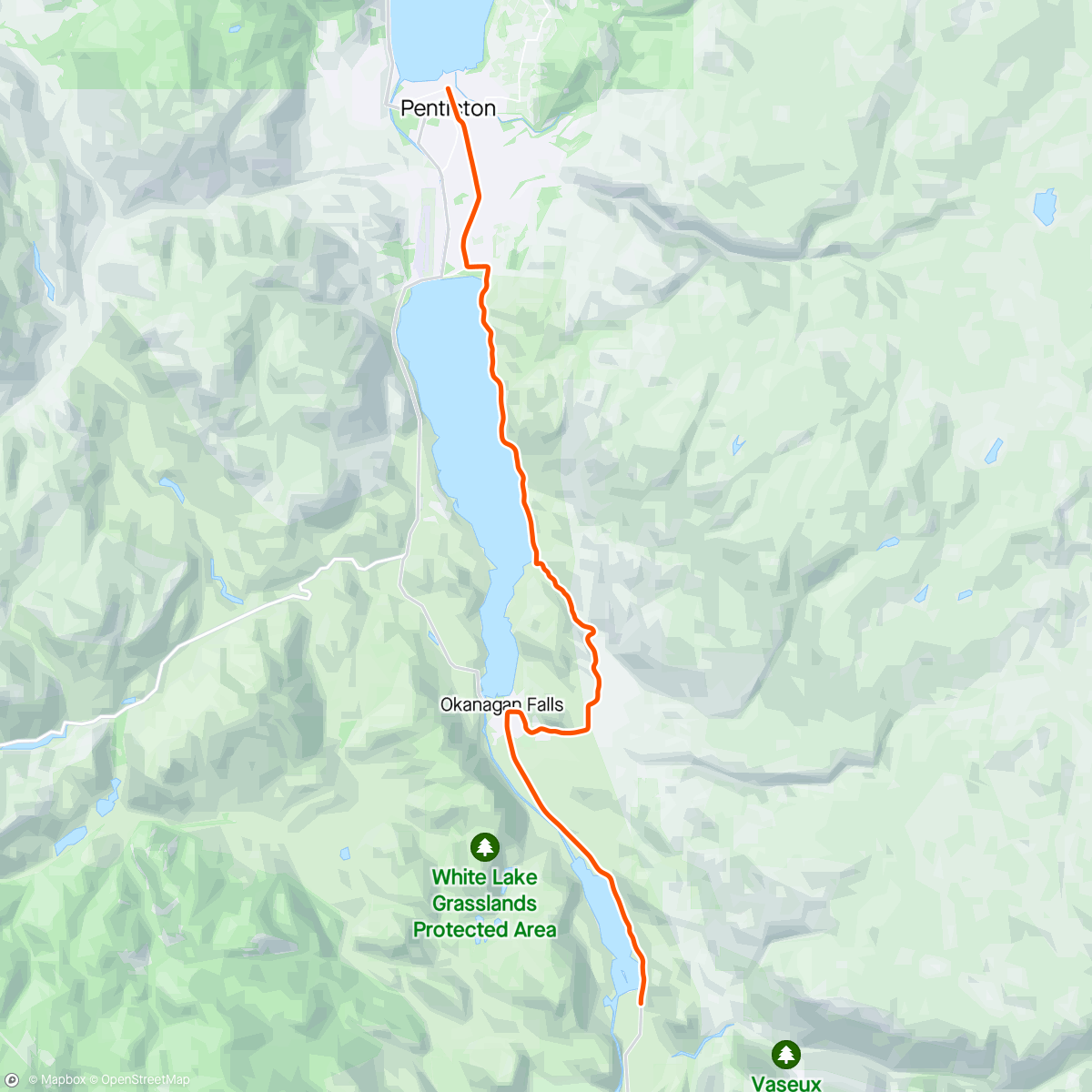 Map of the activity, ROUVY - Skaha lake to Vaseux Lake | Canada