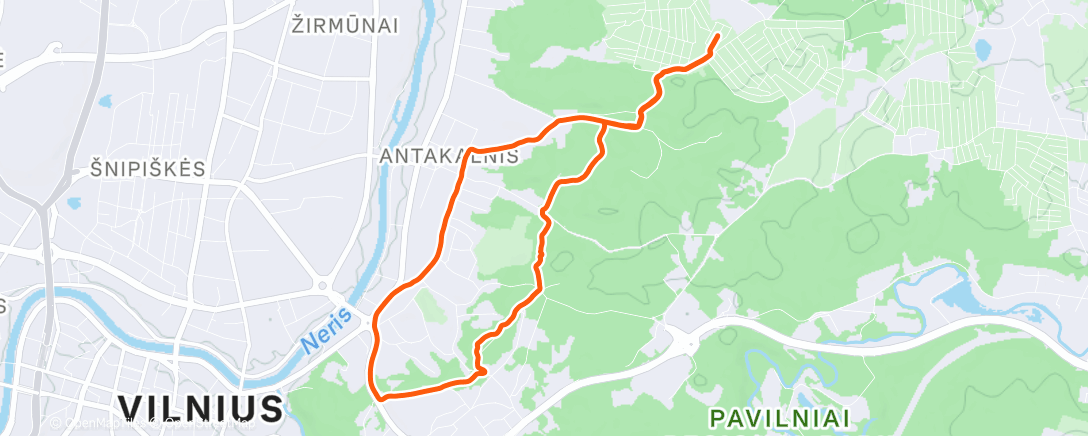Map of the activity, Evening Run