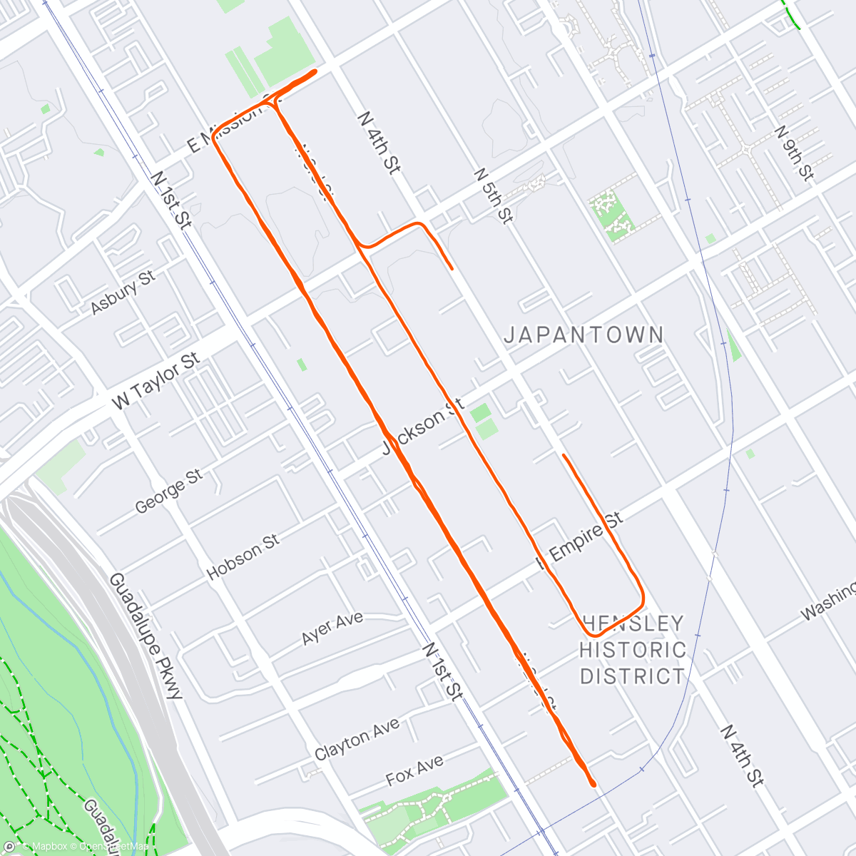 Map of the activity, Japantown 5k