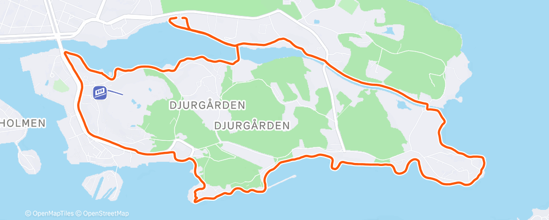 Map of the activity, Julaftenjogg rundt Djurgården med Mia 💫🎄🏃🏻‍♀️🏃🏻‍♀️✨ - Goooood juuuuul! 🤗