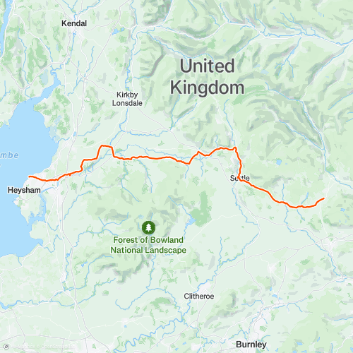 Day 1 Morecambe to Cracoe unofficial | 75.2 km Cycling Route on Strava