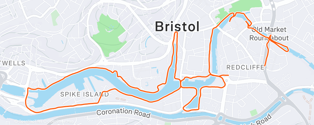Map of the activity, Early morning exploring Bristol waterside