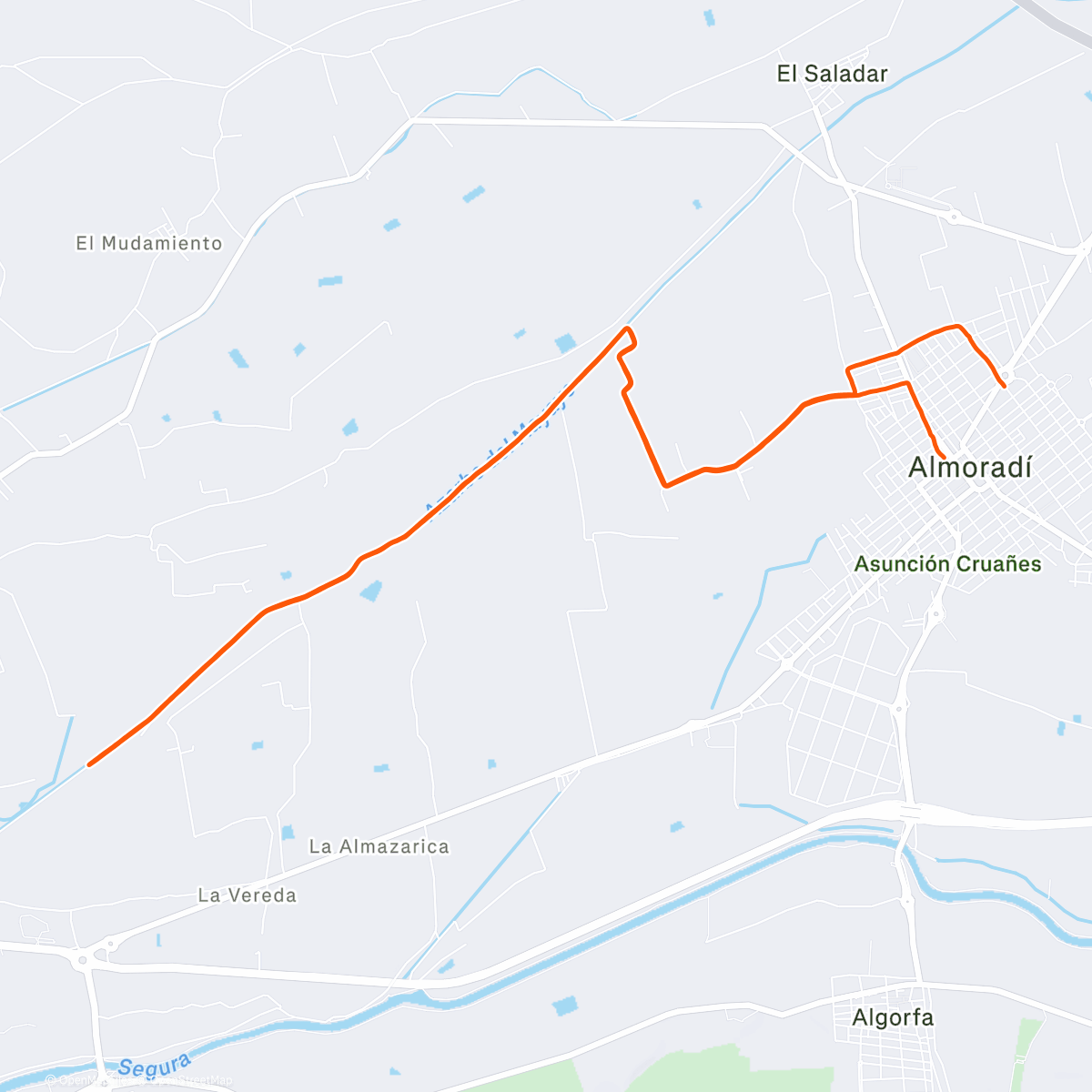Map of the activity, Carrera de tarde