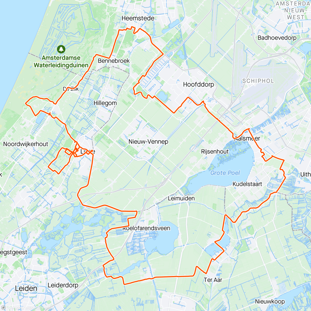 Map of the activity, NL ride Bollenstreek Classic, beautiful Keukenhof Lisse