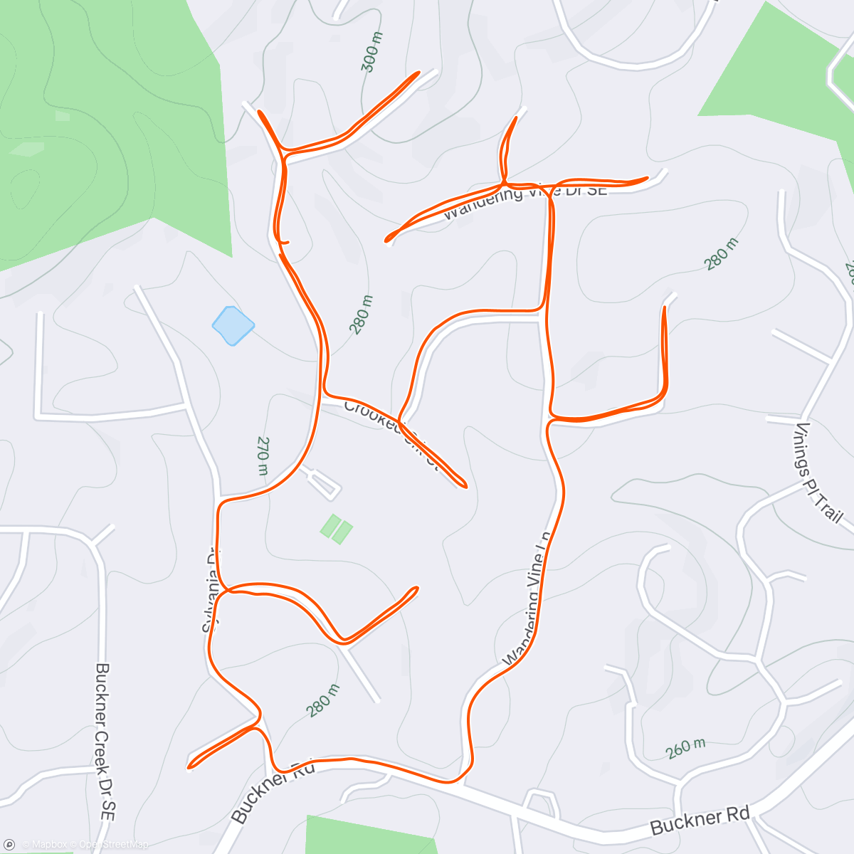 Map of the activity, Afternoon Run