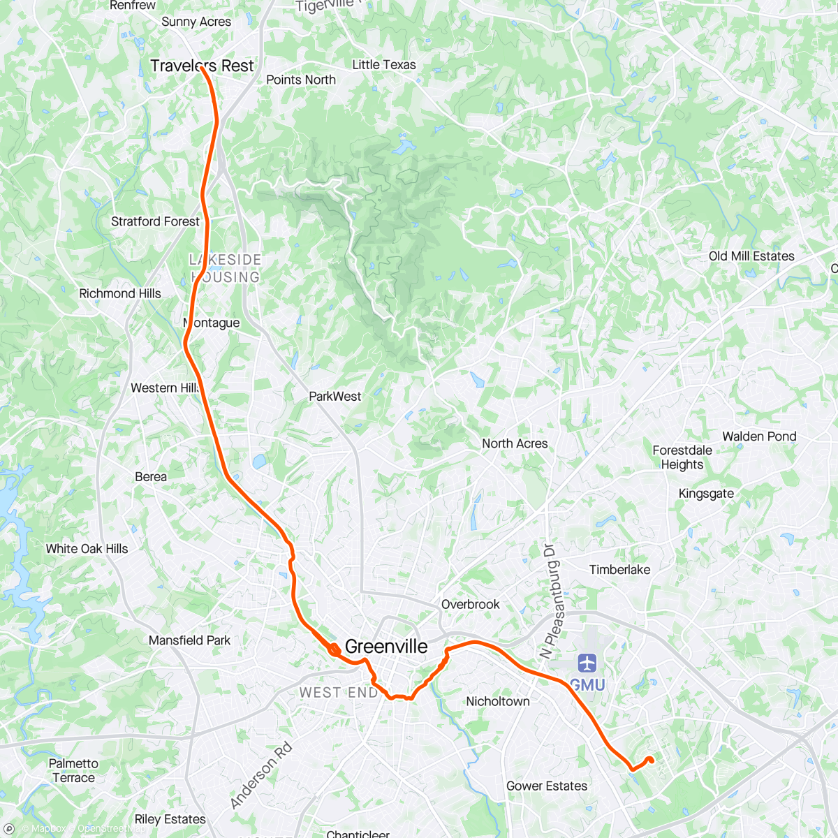 Map of the activity, Swamp Rabbit Trail Ride🐇👊🚴‍♂️