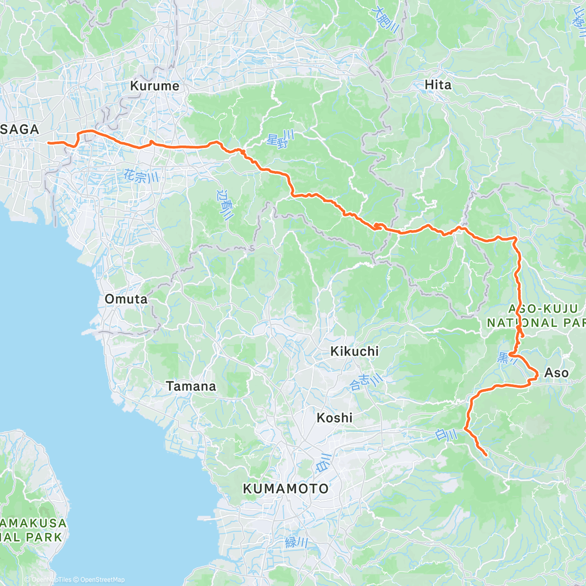 Map of the activity, 佐賀から南阿蘇へ