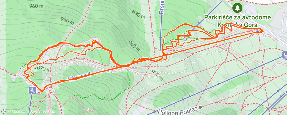 Map of the activity, Lunch Mountain Bike Ride